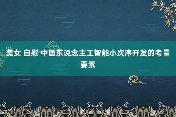 美女 自慰 中医东说念主工智能小次序开发的考量要素