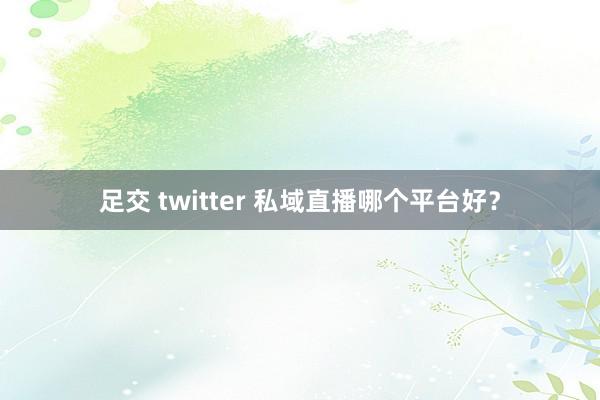 足交 twitter 私域直播哪个平台好？