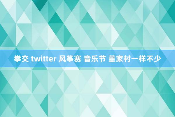 拳交 twitter 风筝赛 音乐节 董家村一样不少